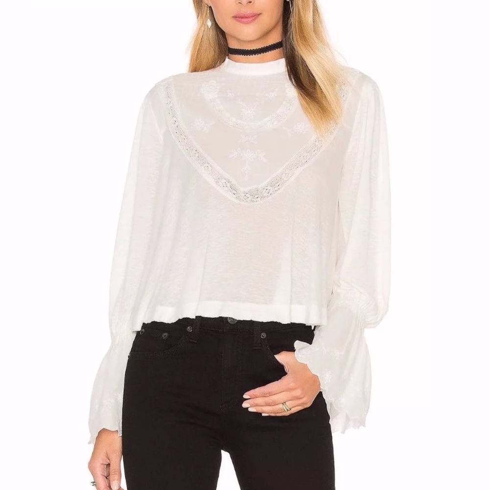 Free People 'Femme Fatale' Bell Sleeve Top XS
